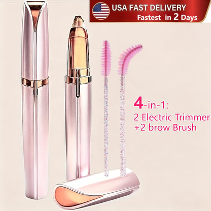 Two-Piece Rechargeable Eyebrow Trimmer Set in Pink, White or Three Colorful Finish Options for Facial Grooming