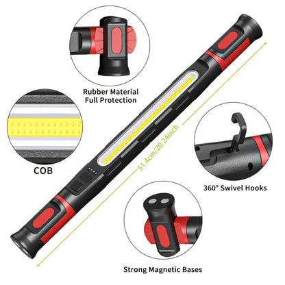 LED Work Light Bar 3000LM Rechargeable Construction Site Lighting Lamp – Hanging Hook, Portable Underhood Work Light for Auto Repair, Garage, Mechanical Maintenance & Emergency Use – Single & 2-Pack Options