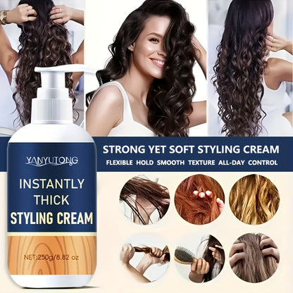 YANYULONG 250g Hair Styling Cream in White Pump Bottle with Squalane and Rosemary Extract Labels