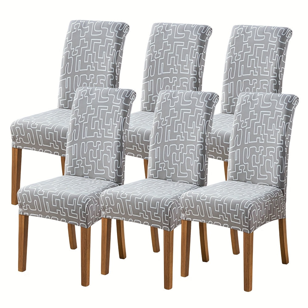 Printed Stretch Dining Chair Covers in Ten Patterns with Four- or Six-Piece Set Checkouts for Parsons Chairs