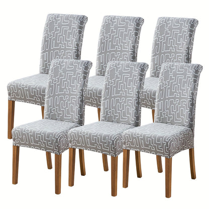 Printed Stretch Dining Chair Covers in Ten Patterns with Four- or Six-Piece Set Checkouts for Parsons Chairs