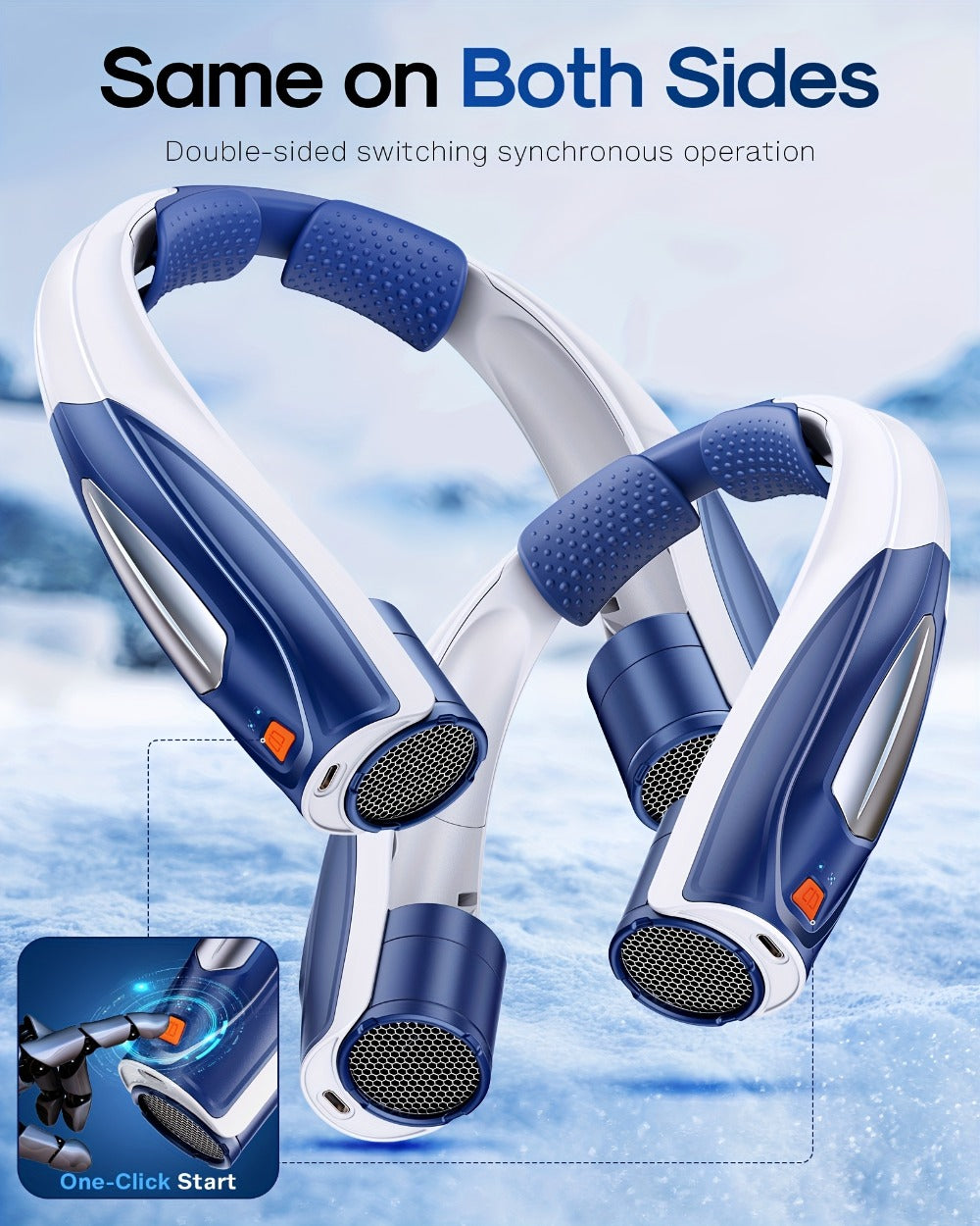 Wearable Neck Fan with Dual 3000mAh Battery Labels, Six Settings, USB-C Charging and Three Colors