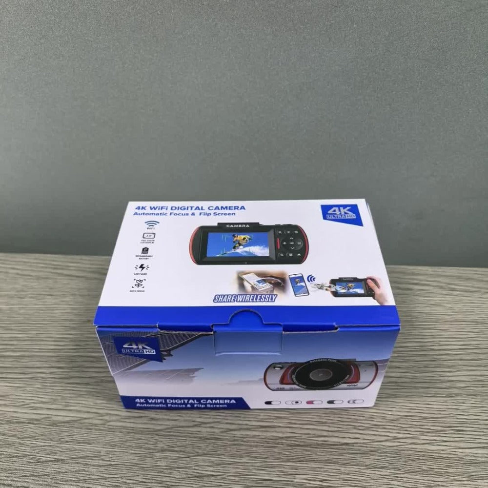 Digital Camera 4K Vlogging Model with 48MP Capture Marking, WiFi, 3-Inch 180° Flip Screen, 16X Digital Zoom and 32GB Card
