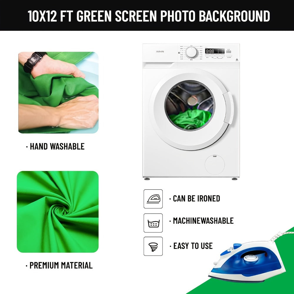 Green Screen Backdrop and Stand Kit with Crossbar, Two Tripods, Four Clamps and Exact 8.5 by 10 Foot Option