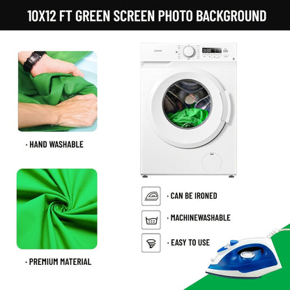Green Screen Backdrop and Stand Kit with Crossbar, Two Tripods, Four Clamps and Exact 8.5 by 10 Foot Option
