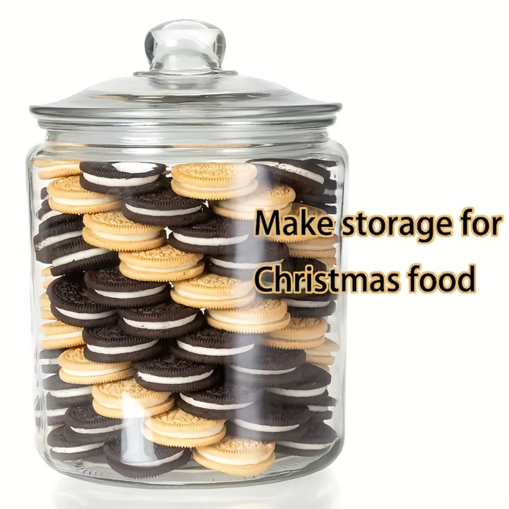 Two-Piece Round Glass Pantry Jar Set with Flip-Top Lids for Cookies, Candy and Pasta Storage