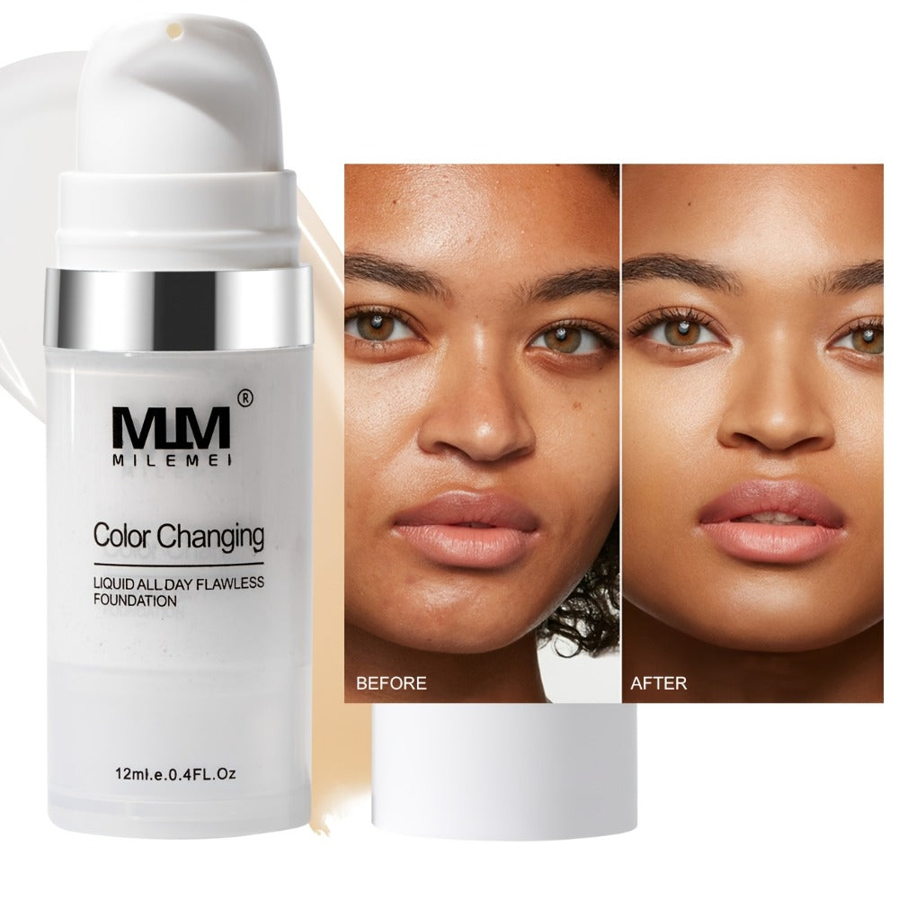 Color Changing BB Cream Foundation 3PCS Moisturizing Glycerin Lightweight Non-Cakey Natural Flawless Coverage - Buildable Tinted Moisturizer for All Skin Tones Unisex Makeup Set