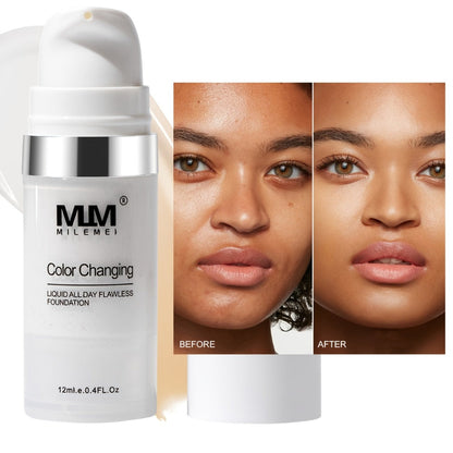 Color Changing BB Cream Foundation 3PCS Moisturizing Glycerin Lightweight Non-Cakey Natural Flawless Coverage - Buildable Tinted Moisturizer for All Skin Tones Unisex Makeup Set