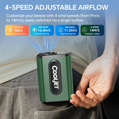 Portable Fan by Coogir, 5000mAh Four-Speed Waist Clip and Neck Model with LED Battery Display