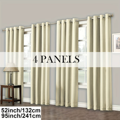 Blackout Curtains Grommet Top Room Darkening Window Drapes 4 Panels Set Living Room Bedroom