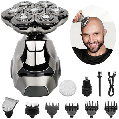 Electric Shaver 8D Floating Rotary Head with IPX5 Wet/Dry Use, LED Display and Two Grooming Set Options