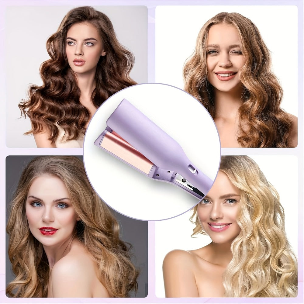32 mm Wave-Clamp Curling Iron Options with Lavender French-Roll or Pink V-Groove Plates Pictured