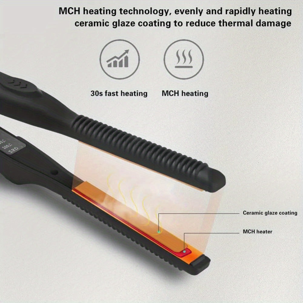 Root Crimper and Straightener Hair Styling Tool with Four Temperatures and Ceramic Plates in Black