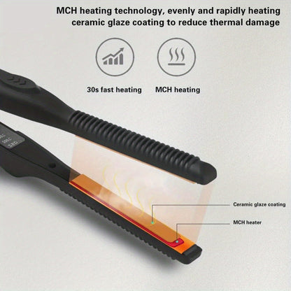 Root Crimper and Straightener Hair Styling Tool with Four Temperatures and Ceramic Plates in Black