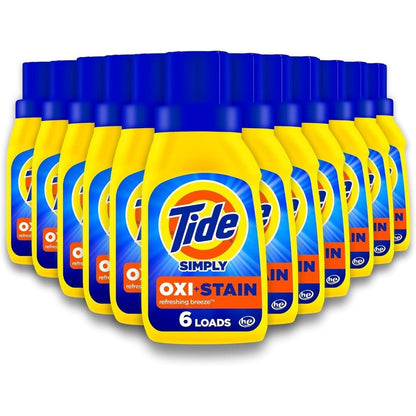 Tide Simply Oxi Liquid Laundry Detergent, Retail Case of Twelve Individual 10 fl oz Bottles
