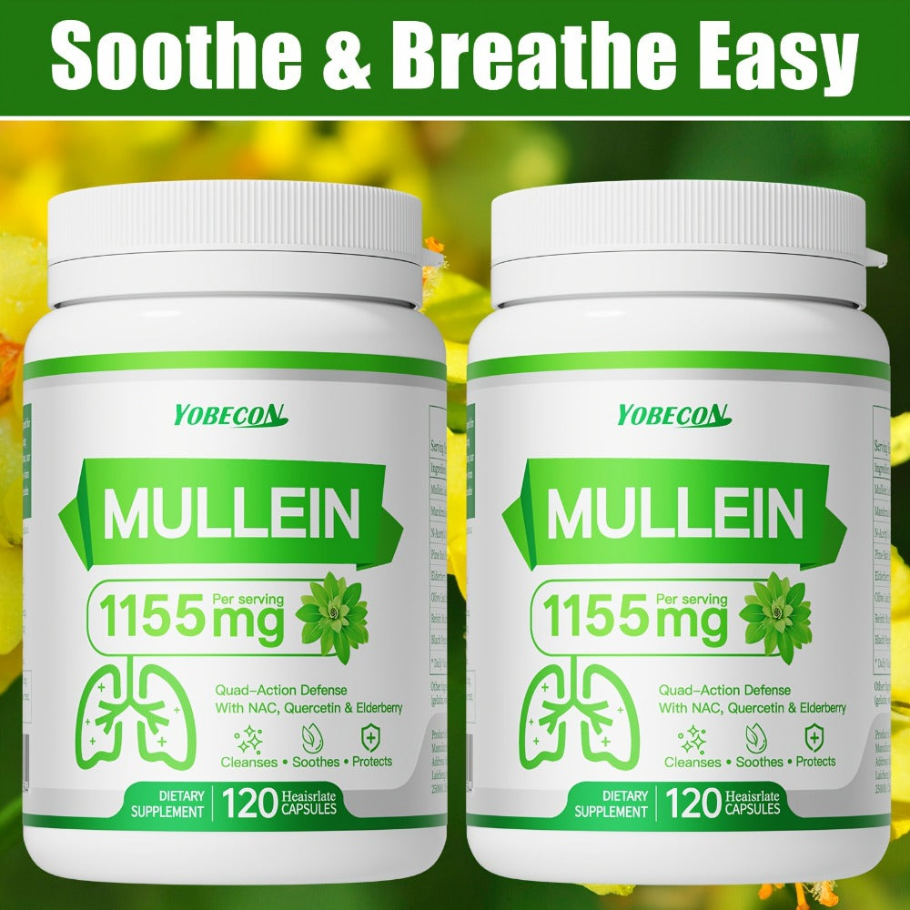 Mullein Lung Cleanse Capsules with NAC 45000mg – Mucus Removal, Dry Cough Relief & Respiratory Support Supplement for Women & Men, Seasonal & Year-Round Immune Health
