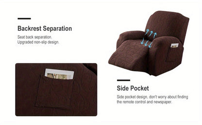 Chair Cover Four-Piece Stretch Recliner Slipcover with Swirl Texture and Four Available Color Choices