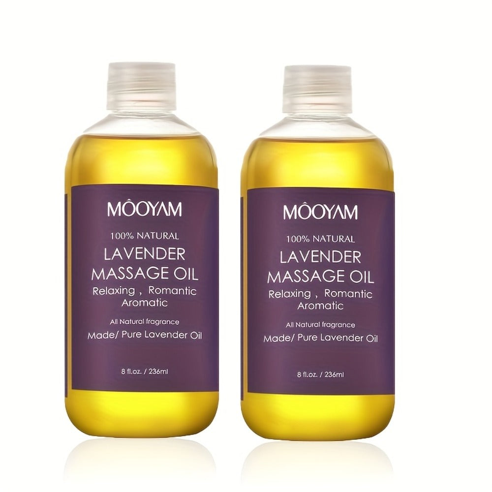 Lavender-Labeled Massage Oil in One or Three 236 ml Bottles with Pour Caps for Body-Care Routines