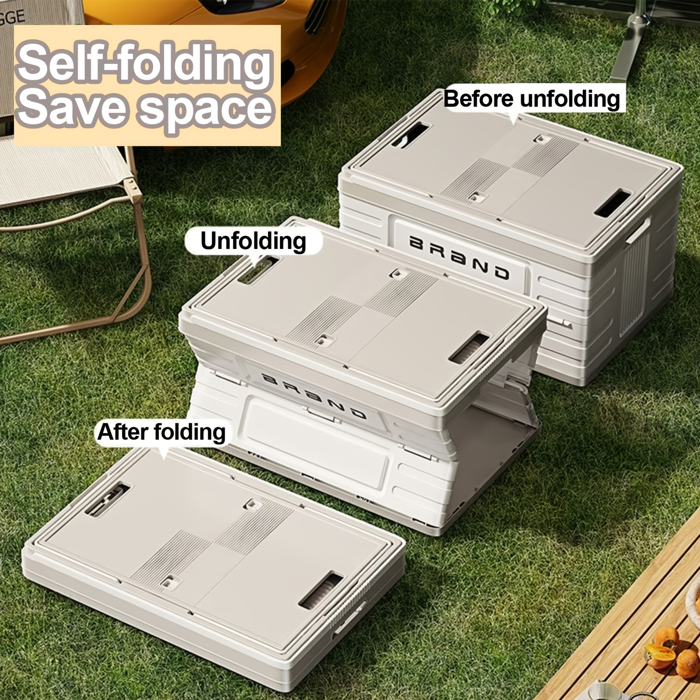 Collapsible White Storage Bin with Lid and Carry Handle in the Exact White Checkout Option