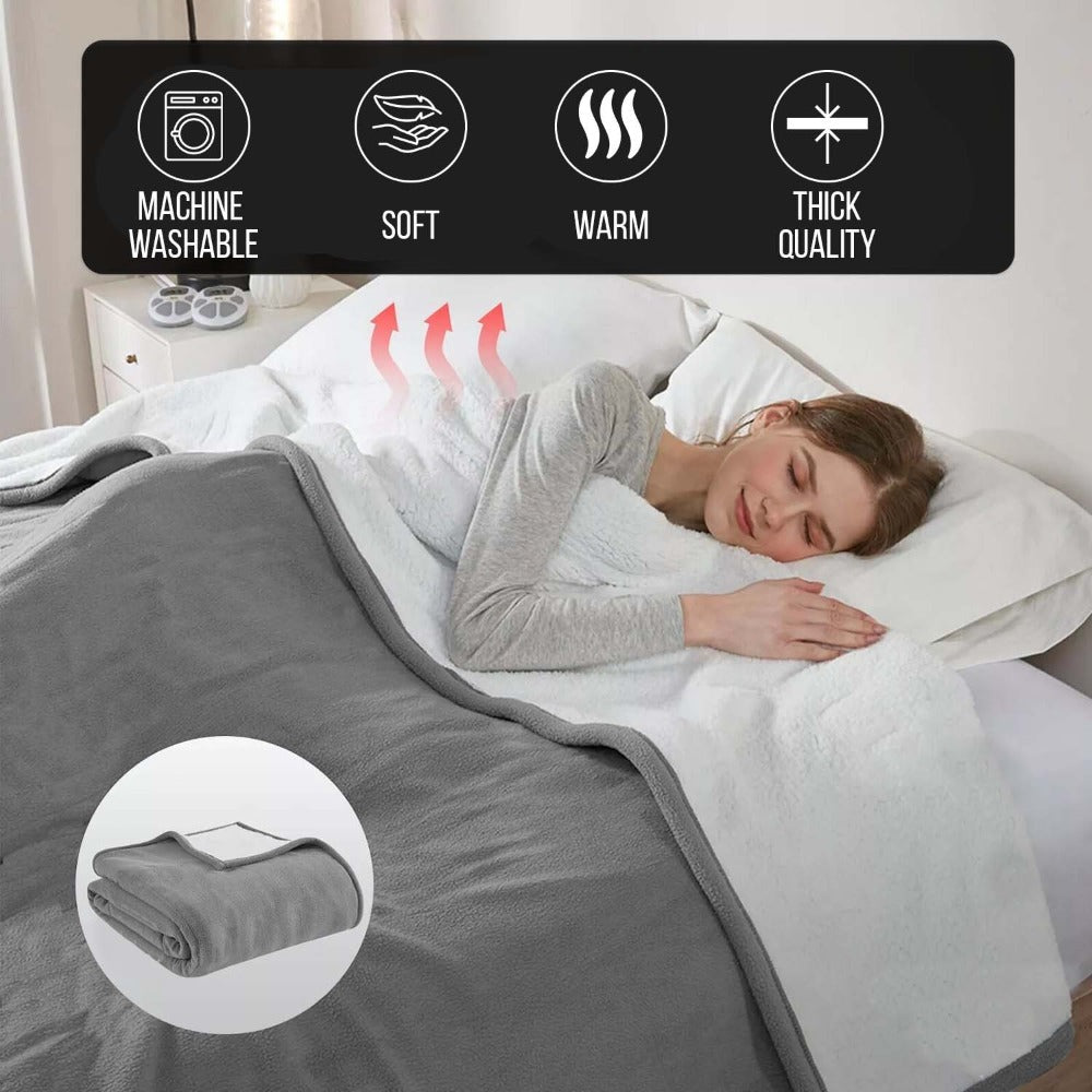 480GSM Sherpa Fleece Blanket – Double-Sided Heavy Warm Throw for Couch, Bed & Travel, Reversible All Season, 13 Colors, 3 Sizes