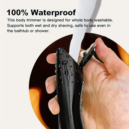 Ceramic Blade IPX7 Waterproof Ball Trimmer for Men Replaceable Head Electric Groin Pubic Body Hair Shaver LED Battery Display Safe Gentle Grooming Sensitive Areas Black Blue White