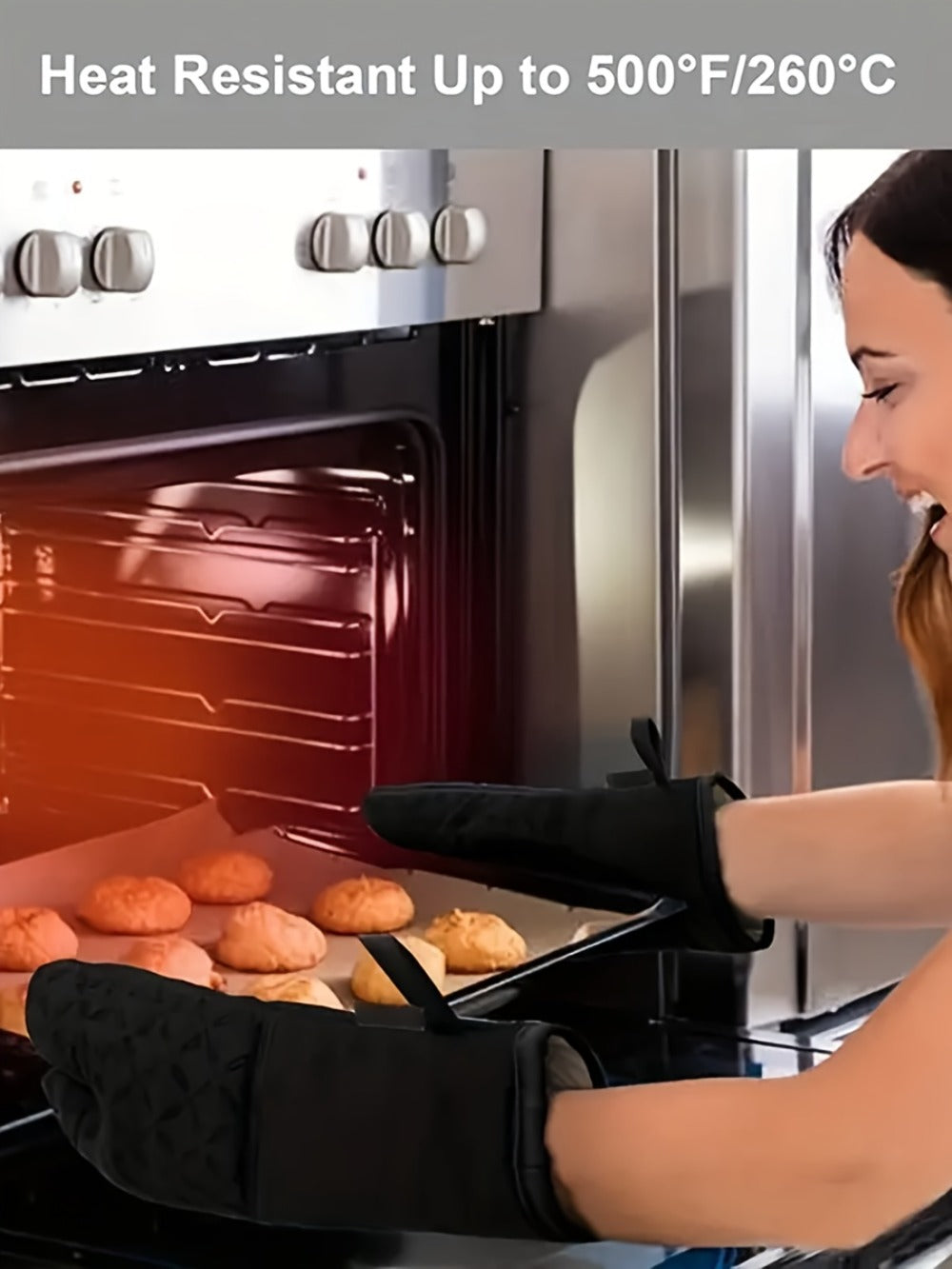 Oven Mitts and Pot Holders Set 6 Piece Heat Resistant Kitchen Gloves Non-Slip Cooking Mitts with Potholder
