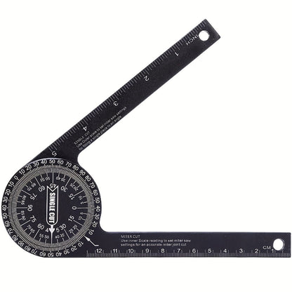 Miter Saw Protractor 7 Inch Aluminum 2-in-1 Professional Angle Finder CNC Machined Precision Laser Engraved Inside Outside Miter Angle for Carpenter Plumber Building Trades Woodworking Black