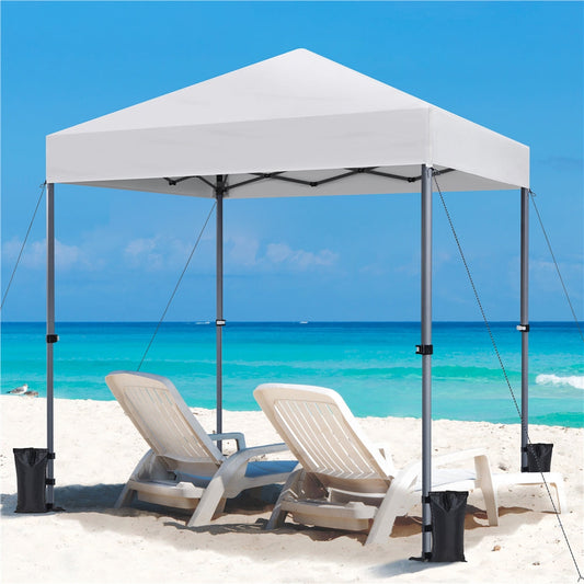 Pop Up Canopy One-Push Lock UPF 50+ Height Adjustable Instant Canopy Tent with Roller Bag, Guy Lines & Ground Anchors for Party, Wedding, Backyard & Commercial Events