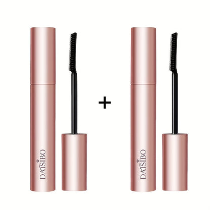 Black Mascara Two-Piece Set in Rose-Colored Tubes with Slim Precision Bristle Applicator Wands