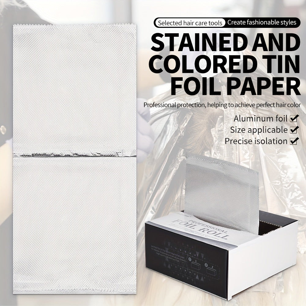 Pop-Up Hair Highlighting Foil Sheets, 300-Piece Box with Pre-Cut Silver Aluminum Sheets for Salon Coloring