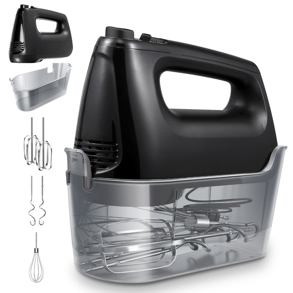 Six-Speed Electric Hand Mixer, 250 W with Five Stainless Steel Attachments and Storage Case in Three Colors