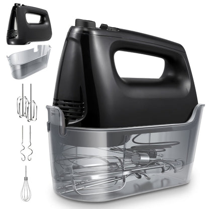 Six-Speed Electric Hand Mixer, 250 W with Five Stainless Steel Attachments and Storage Case in Three Colors