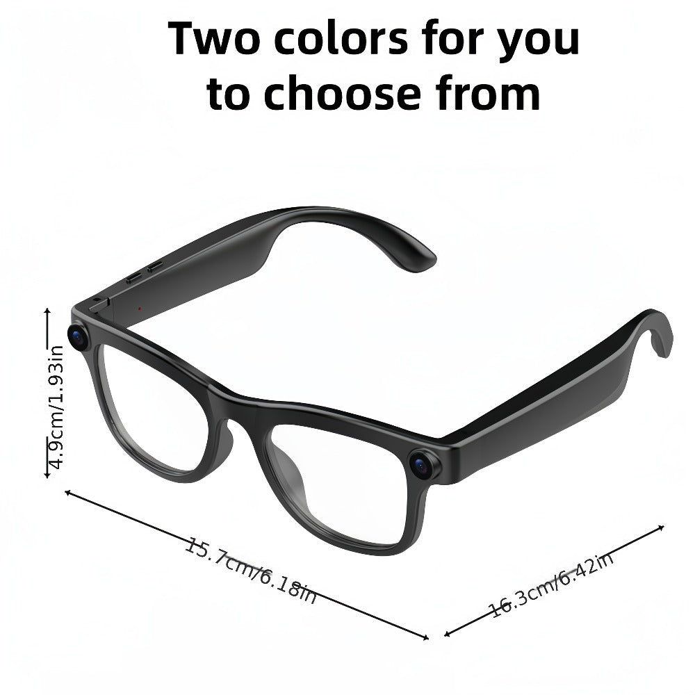 Smart Glasses Dual-Lens POV Camera Eyewear with Open-Ear Audio, Touch Control and Clear or Tinted Lenses