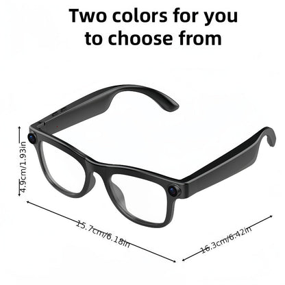 Smart Glasses Dual-Lens POV Camera Eyewear with Open-Ear Audio, Touch Control and Clear or Tinted Lenses