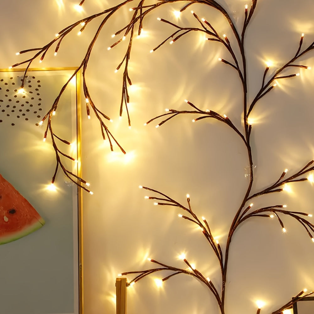 String Lights, 96-LED Bendable Willow Branch Fairy Lights with USB Power, Remote Control and Eight Indoor Modes