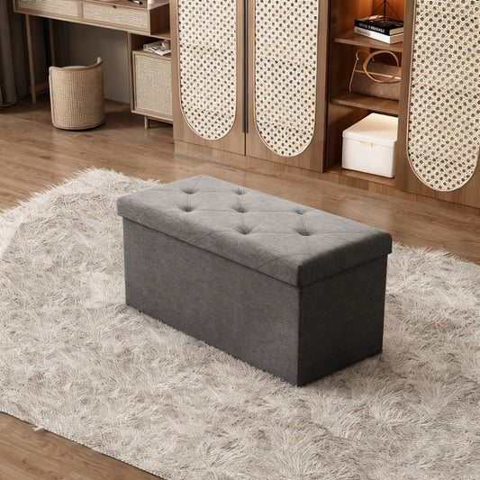 43-Inch Foldable Ottoman Bench with Hidden Storage and Lift-Top Storage for Living Room detail image