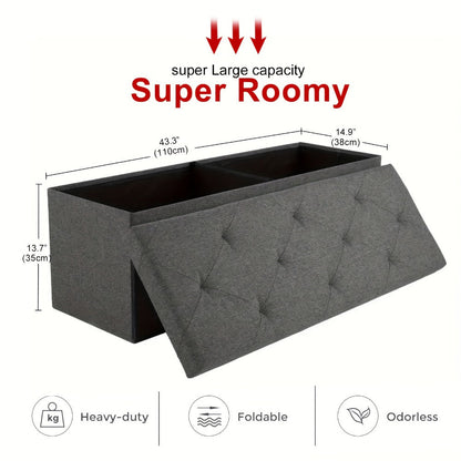43-Inch Foldable Ottoman Bench with Hidden Storage and Lift-Top Storage for Living Room detail image - detail view 5
