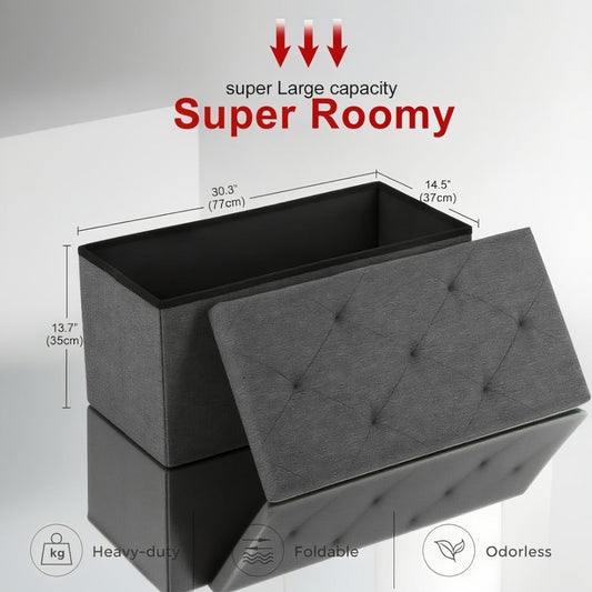 Ottoman Bench, Foldable Storage 30 or 43 Inch, Padded Folding Ottoman Stool with Hidden shown in the main product view