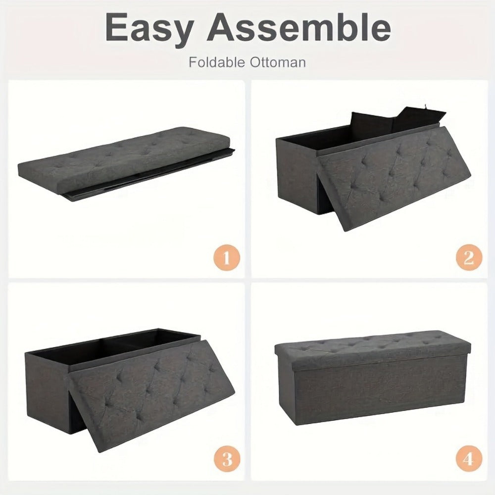 43-Inch Foldable Ottoman with Padded Seat for Comfortable Everyday Seating detail image - detail view 20