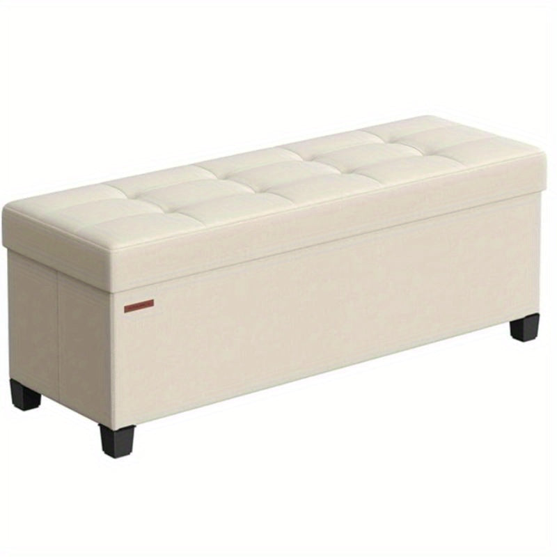 Storage Ottoman shown in the Cream White, 15 x 43.3 x 15.7 Inches option
