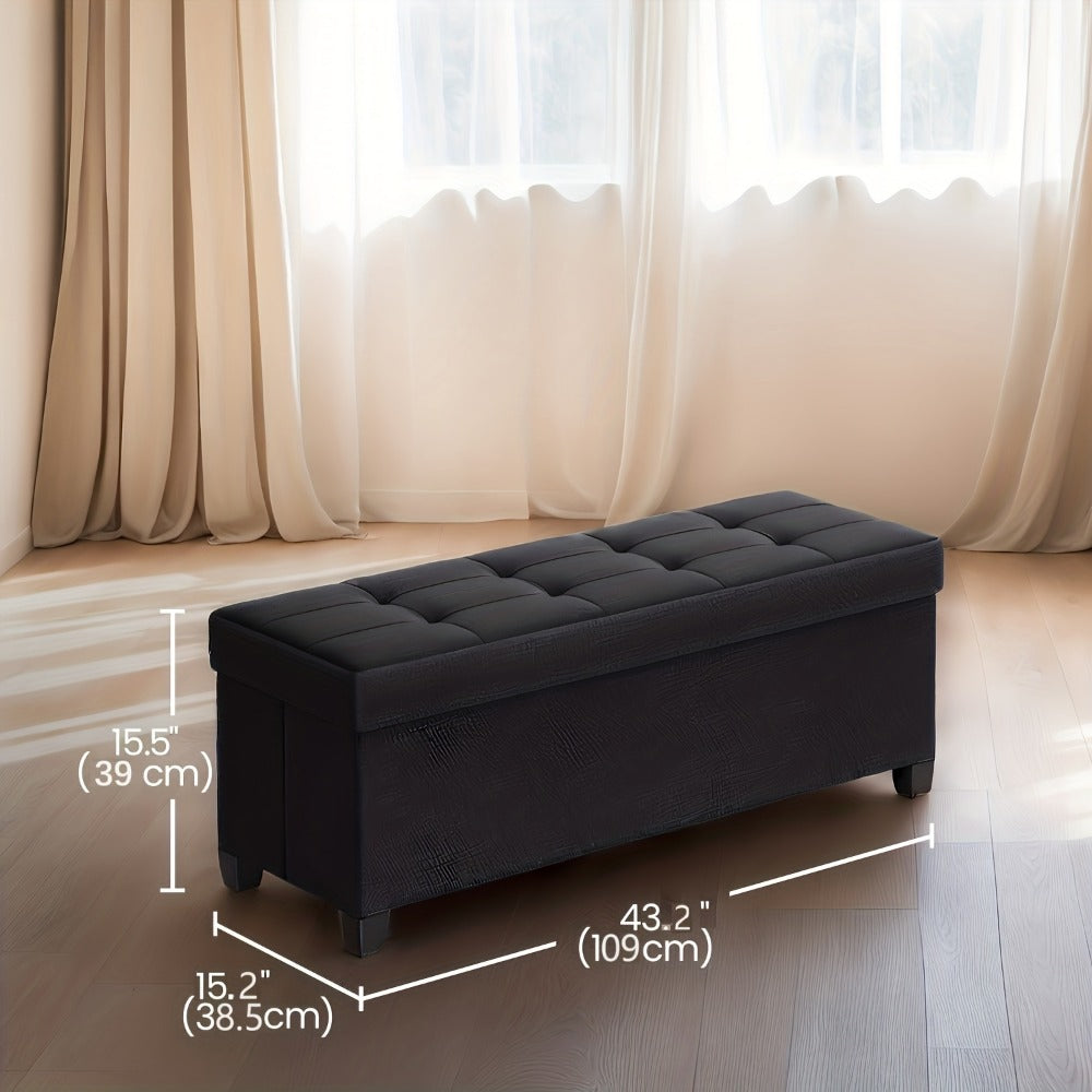 43-Inch Foldable Storage Ottoman for Living Room and Entryway detail image - detail view 4