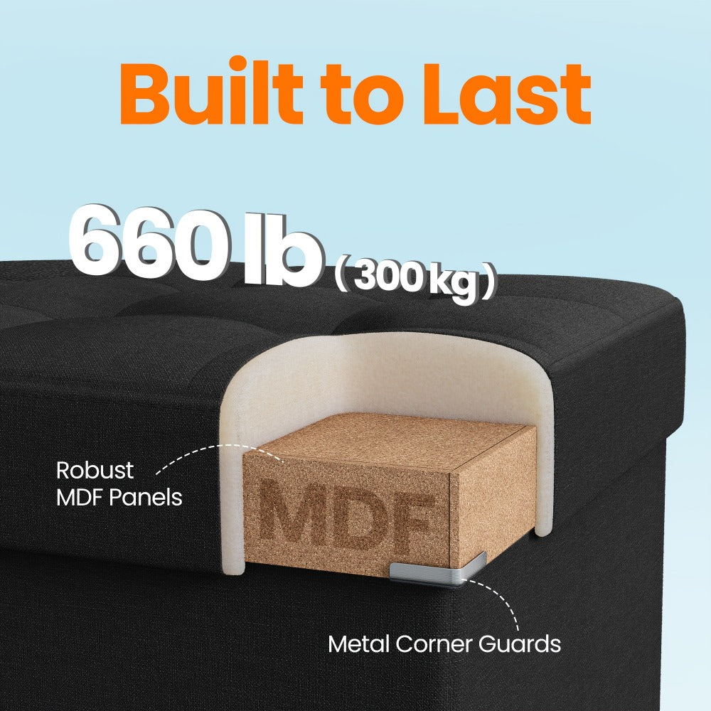 43-Inch Foldable Storage Ottoman for Living Room and Entryway detail image - detail view 6