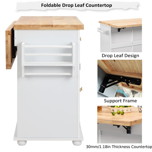 43-Inch Rolling Kitchen Island Cart with Rolling Wheels for Organized Everyday Storage detail image
