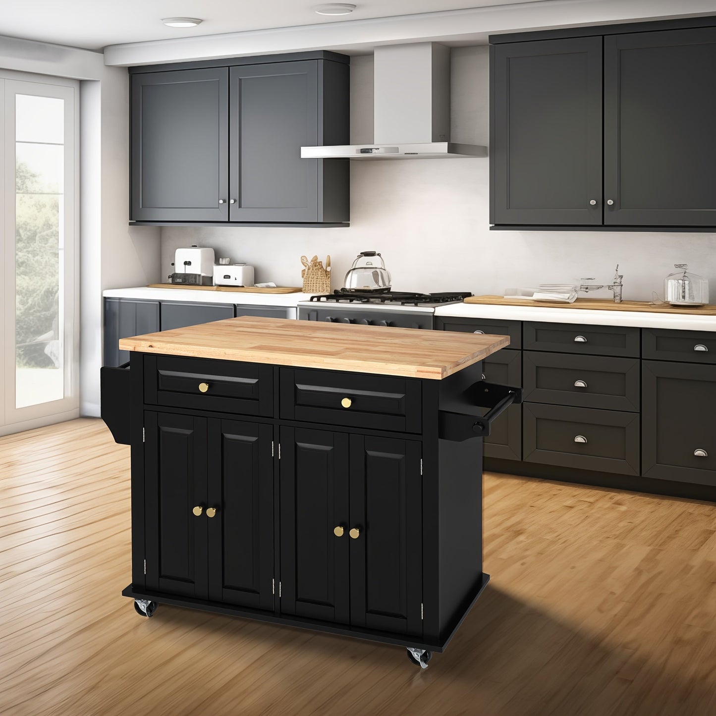 43-Inch Rolling Kitchen Island Cart with Rolling Wheels for Organized Everyday Storage detail image - detail view 8