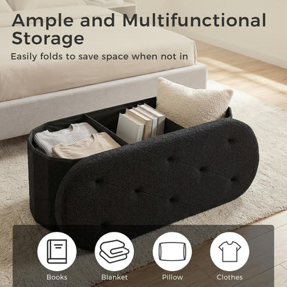 43-Inch Round Storage Ottoman with Secure Lid for Living Room detail image - detail view 10