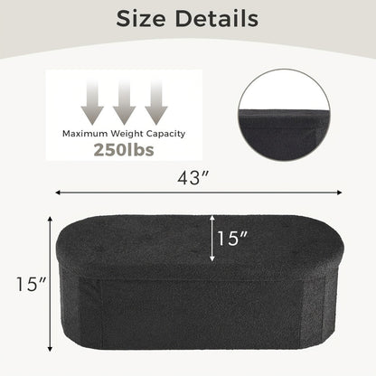 43-Inch Round Storage Ottoman with Secure Lid for Living Room detail image - detail view 4
