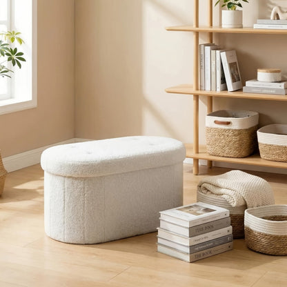 43-Inch Round Storage Ottoman with Secure Lid for Living Room detail image - detail view 5