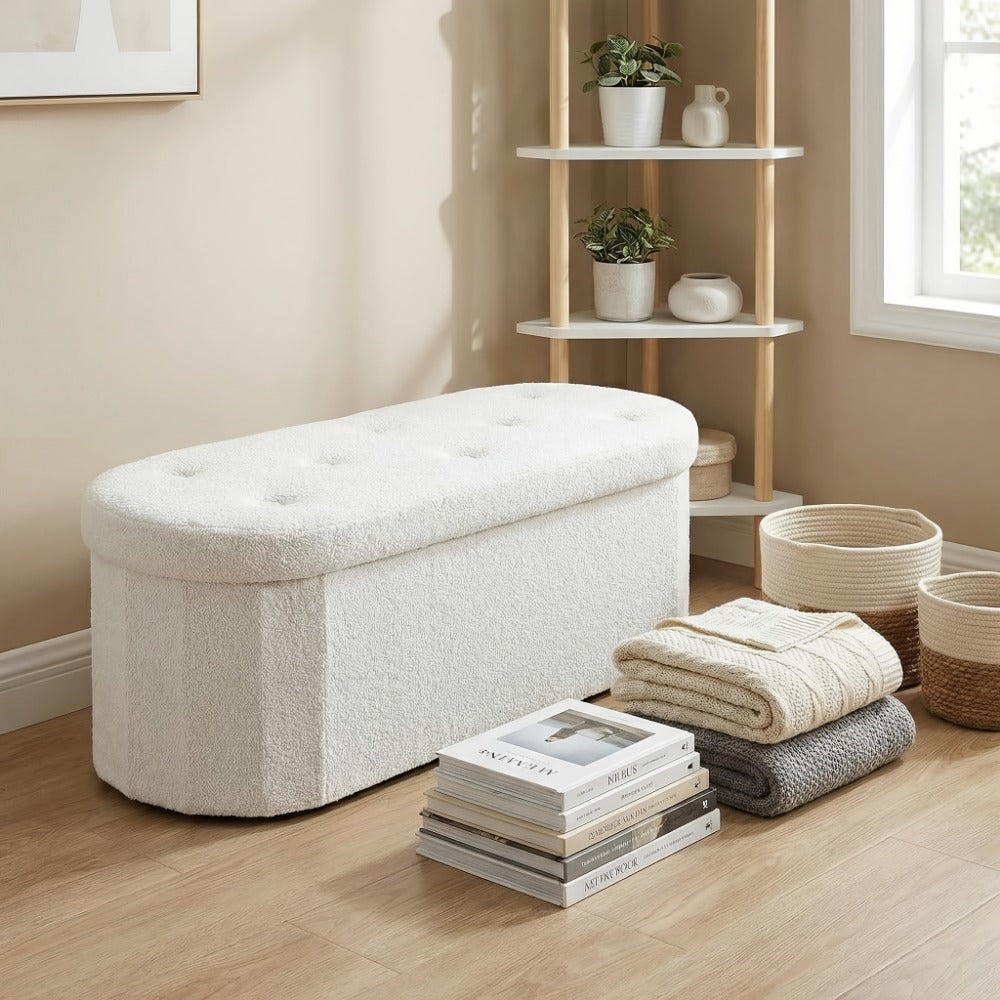 43-Inch Round Storage Ottoman with Secure Lid for Living Room detail image - detail view 8