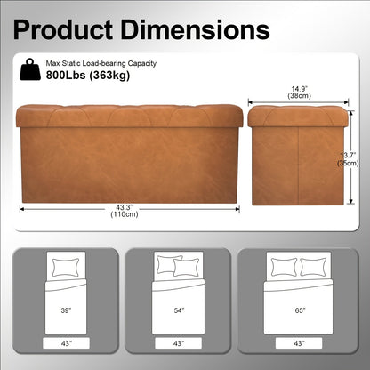 Storage Ottoman shown in the 43 in - brown option