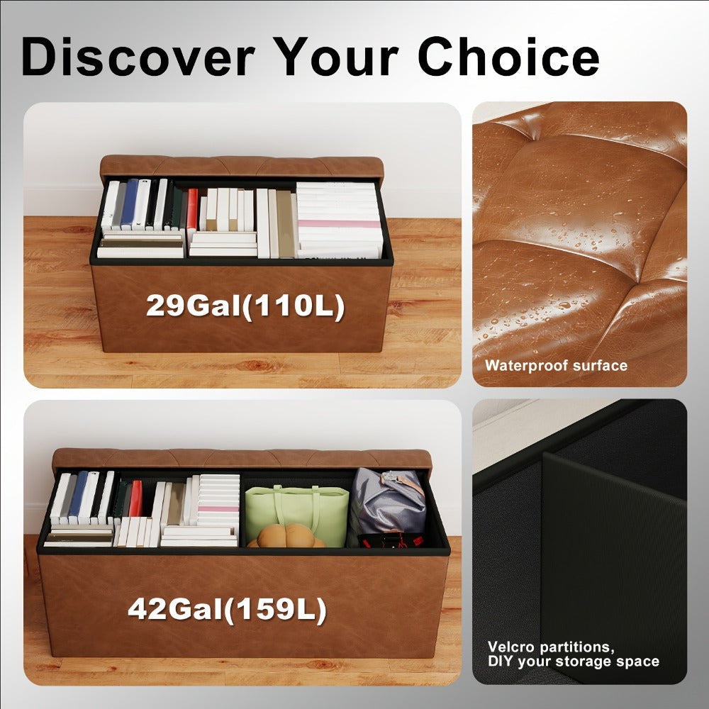 43-Inch Storage Ottoman with Hidden Storage and Footrest for Living Room detail image - detail view 10